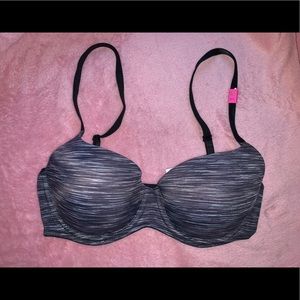 LAST CHANCE PINK 32D Gray Striped Bra